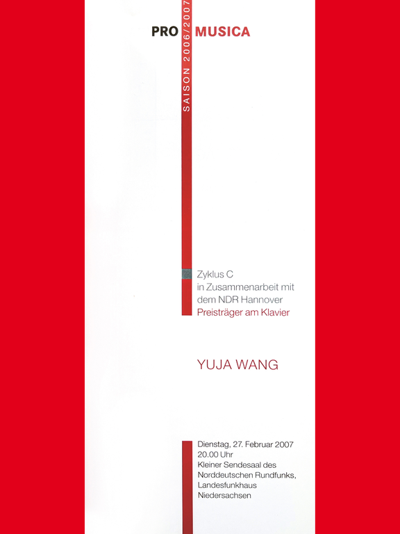 Programmheftcover des Konzerts von Yuja Wang bei PRO MUSICA am 27. Februar 2007.